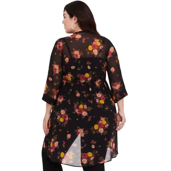 Torrid Women's size 3X Floral Sheer Hi-Low Whimsigoth Witchy Fairy Chiffon Top - Picture 10 of 13